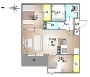 REGALEST 東岡山【3階】の間取り