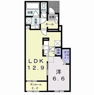 ボヌール カワト A【1階】の間取り