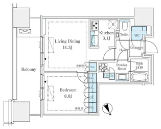 麻布台ヒルズレジデンスB【8階】の間取り