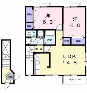 ウィルレジデンスVI【2階】の間取り