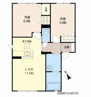 クラヴィエひびきの【1階】の間取り