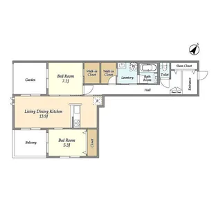 エスパシオ六条【2階】の間取り