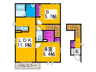 Casa永山園B【2階】の間取り