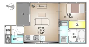 REGALEST 北方 4【3階】の間取り