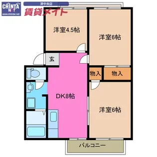 ハイツ奥山B棟【2階】の間取り