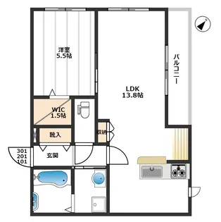 メゾンベール城山【1階】の間取り