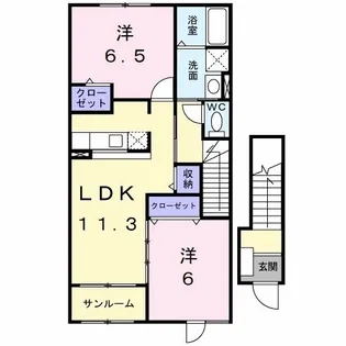 ラ スギシオン A【2階】の間取り