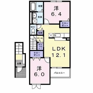 ノートルヴィルD【2階】の間取り