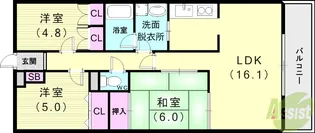 リアライズ垂水【5階】の間取り