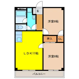 コーポラスサワキ【2階】の間取り