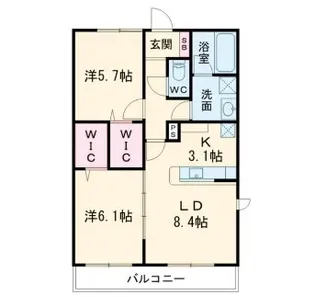 レジデンス二の宮【4階】の間取り