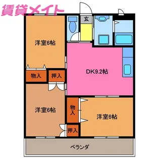 プロミネント伊勢中川【3階】の間取り