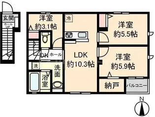 (仮称)足立区新築アパート【2階】の間取り