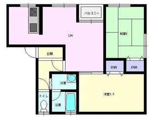 ベルビュールとまきA棟【1階】の間取り