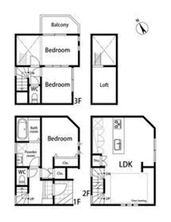 東京都品川区上大崎1【一戸建】の間取り