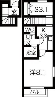 WEST SIDE B棟【2階】の間取り