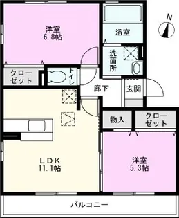 メゾンドソレイユD【1階】の間取り