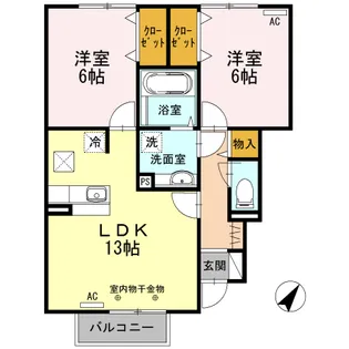 コンフレール西条【1階】の間取り