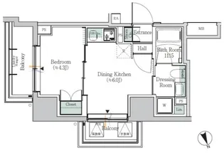 ONE ROOF RESIDENCE ASAKUSABASHI【6階】の間取り