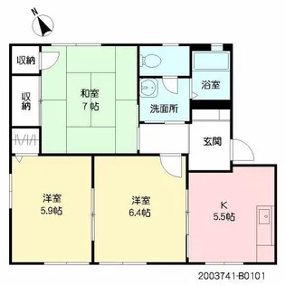 アイエス猪野B【1階】の間取り
