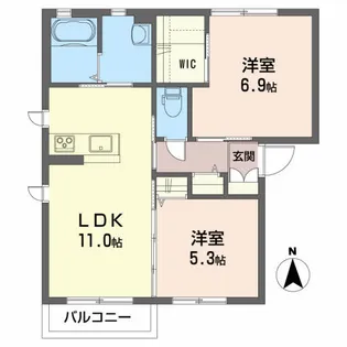 プロヌーブ沖野II【2階】の間取り