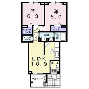 イースト・フィールドレジデンス【1階】の間取り