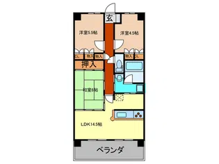 ディオ・フェルティ雲雀丘【6階】の間取り
