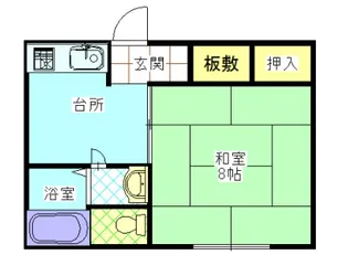 コーポ白鳥【ペット・高齢者入居可】 1K【1階】の間取り
