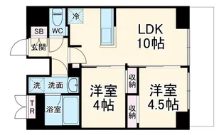 2LDKの間取り画像
