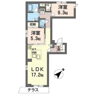 カッシーナ 大井【1階】の間取り