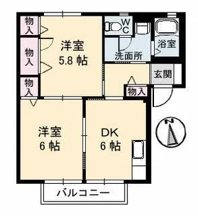 第二双葉ハイツ B棟【1階】の間取り