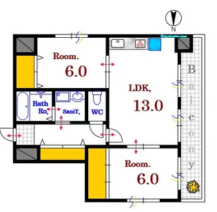 コスモピア舟入本町【6階】の間取り