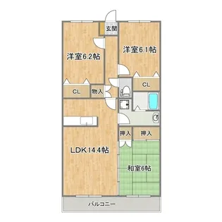 エトワール弓削【1階】の間取り