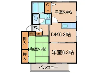ウエストサイドタウンF棟【2階】の間取り