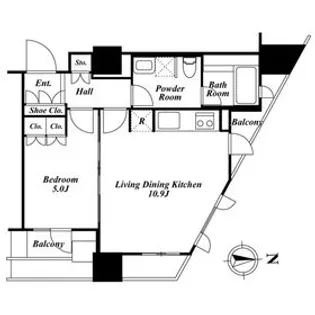 プライムアーバン新宿夏目坂タワーレジデンス【22階】の間取り