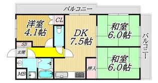 イスズハイツベル伊丹南野【4階】の間取り