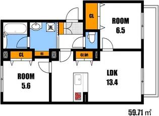 ルーエグレンタイン【3階】の間取り