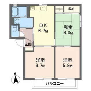 セルリアハイツ A棟【2階】の間取り