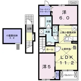 ウォール ナット グローブ【2階】の間取り