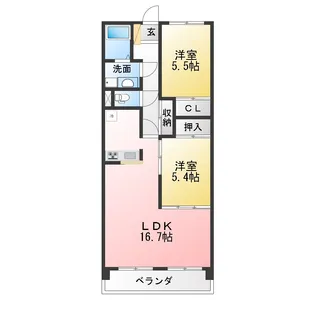 メゾンプチシャトー出口 A館【2階】の間取り