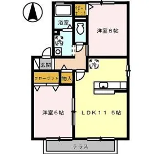 Calme A・K II棟【1階】の間取り