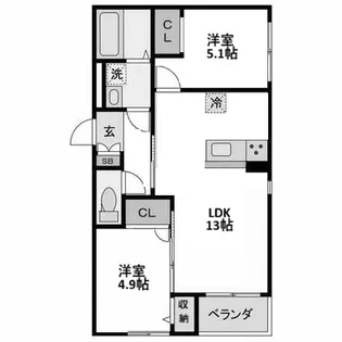 リバーサイド向町II【2階】の間取り
