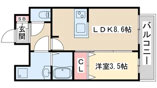 プレサンス京橋GREEN YARDアルミラ【8階】の間取り