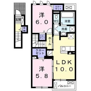 アスティオン渡町【2階】の間取り