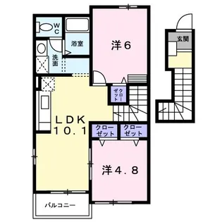 リバーサイド・クリスタルB【2階】の間取り
