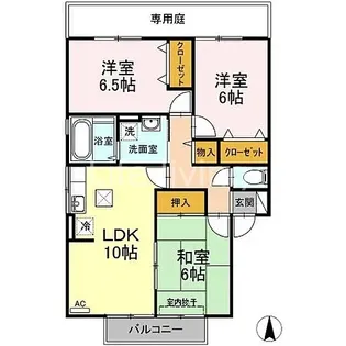 グランパルク大坪A【2階】の間取り
