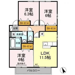 リビングタウン岩国 E棟【2階】の間取り