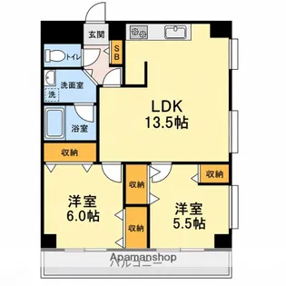 コム コールデコット【1階】の間取り