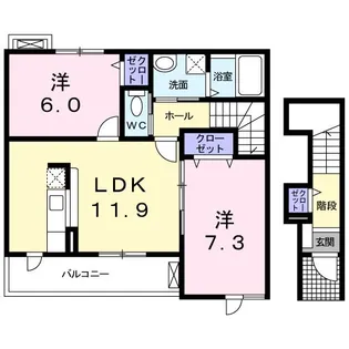 エスポワールTU【2階】の間取り