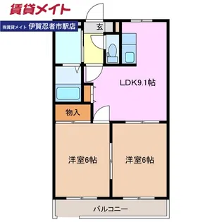 サンフラワーB【1階】の間取り